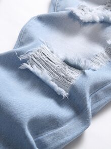 Men Letter Embroidery Skinny Jeans - Light Wash - View 6