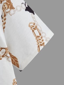 SHEIN 男孩錬條圖案POLO衫 - 白色 - 查看 3