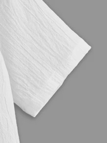 SHEIN Boys Contrast Trim Half Button Shirt - White - View 4