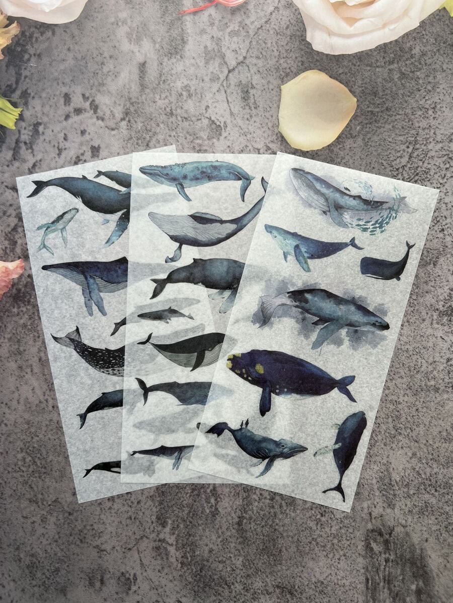 3 piezas de pegatinas con diseño de ballena, útiles escolares, de vuelta a clases - Multicolor - Ver 1