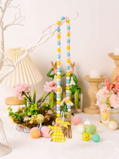 1入組WPC懸掛裝飾工藝品兔子和珠飾復活節裝飾品