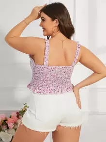 SHEIN VCAY 大碼碎花前打結吊帶上衣 - 彩色 - 查看 2