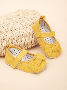 戶外瑪麗珍平底鞋適用於花卉圖案蝴蝶結裝飾平底鞋 - 黃色 - 查看 3