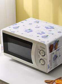 1pc Flower Pattern Microwave Oven Cover, Modern PEVA Microwave Oven Cover For Kitchen - White - View 3