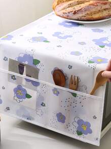1pc Flower Pattern Microwave Oven Cover, Modern PEVA Microwave Oven Cover For Kitchen - White - View 4