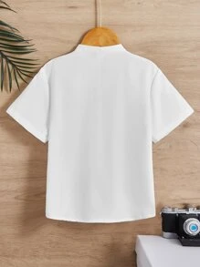 SHEIN Toddler Boys Crown Print Button Front Shirt - White - View 2