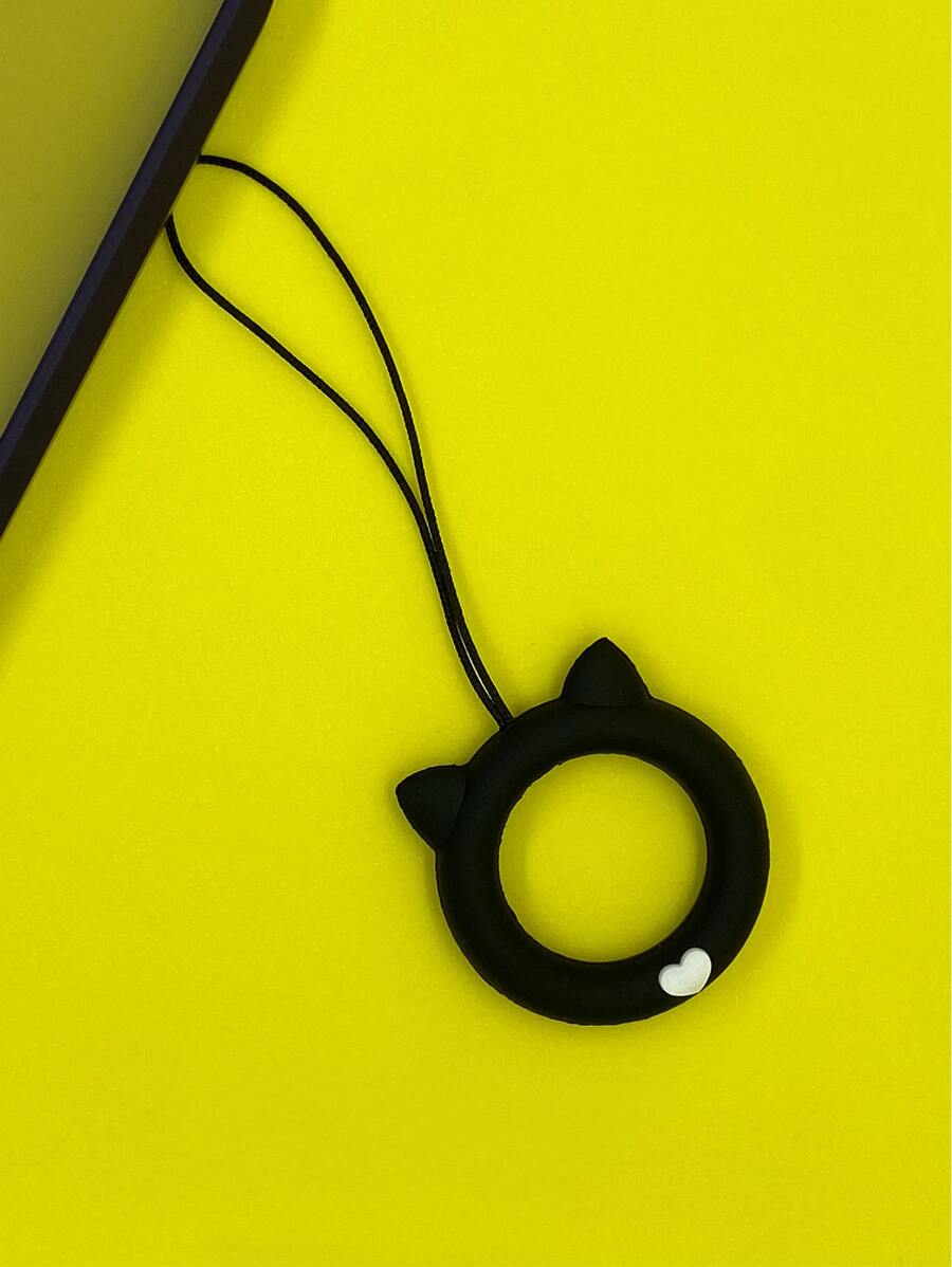 1 pieza Tira de celular con diseño de oreja de gato - Negro - Ver 1