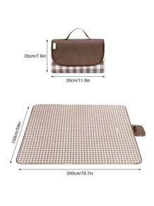1pc Plaid Pattern Picnic Mat, Modern PVC Waterproof Picnic Mat For Outdoor, Picnic - Coffee Brown - View 2