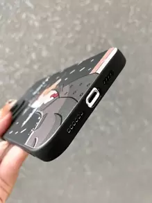 创意鸭形 TPU 防震手机壳适用于 iPhone 16、15、14、13、12、11、13 Pro Max、7 Plus - 黑與白 - 查看 3