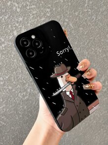 创意鸭形 TPU 防震手机壳适用于 iPhone 16、15、14、13、12、11、13 Pro Max、7 Plus - 黑與白 - 查看 4