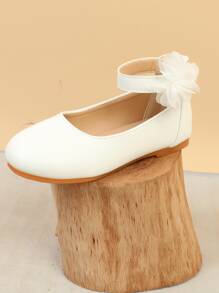 Preppy Ankle Strap Flats For Girls, Appliques Decor Flats