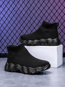 運動襪型運動鞋適用於針織細節高幫運動鞋