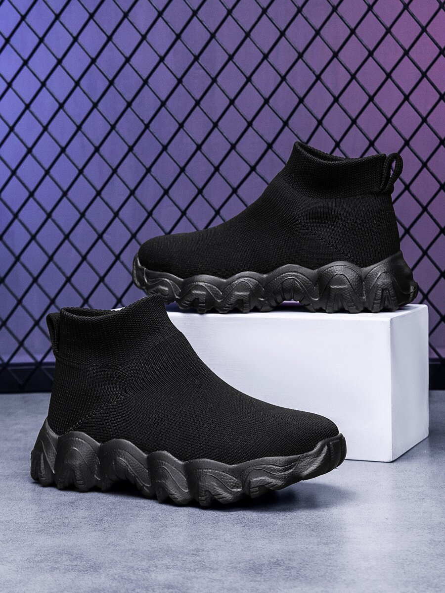 運動襪型運動鞋適用於針織細節高幫運動鞋