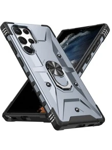 防摔手機殼帶磁性圓環支架 - 淺灰色 - 查看 2