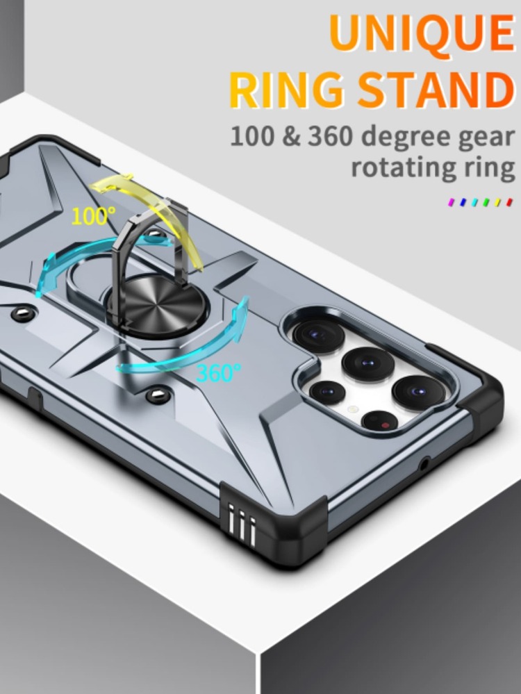 防摔手機殼帶磁性圓環支架 - 淺灰色 - 查看 3