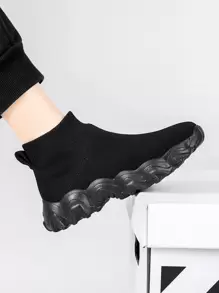 運動襪型運動鞋適用於針織細節高幫運動鞋