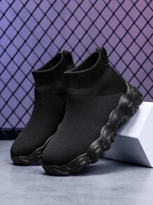 運動襪型運動鞋適用於針織細節高幫運動鞋