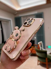 可爱胖兔子手机壳带支架，国际版，非国内版 - 粉色 - 查看 3