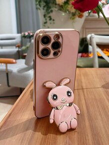 可爱胖兔子手机壳带支架，国际版，非国内版 - 粉色 - 查看 7