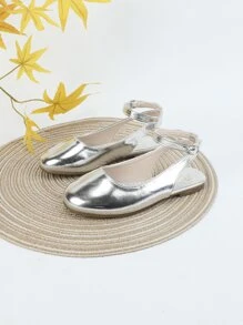Girls Metallic Flats, Glamorous Outdoor Ankle Strap Flats