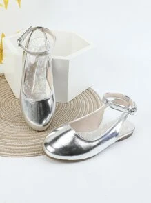 Girls Metallic Flats, Glamorous Outdoor Ankle Strap Flats