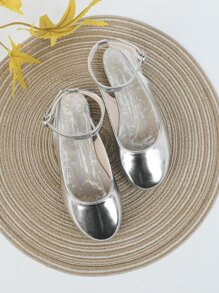 Girls Metallic Flats, Glamorous Outdoor Ankle Strap Flats