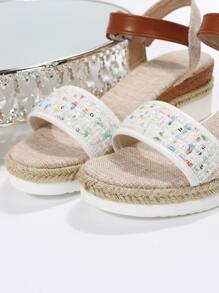 女士亮片細節坡跟度假夏天踝帶坡跟涼鞋 - 彩色 - 查看 6