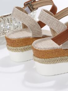 女士亮片細節坡跟度假夏天踝帶坡跟涼鞋 - 彩色 - 查看 7