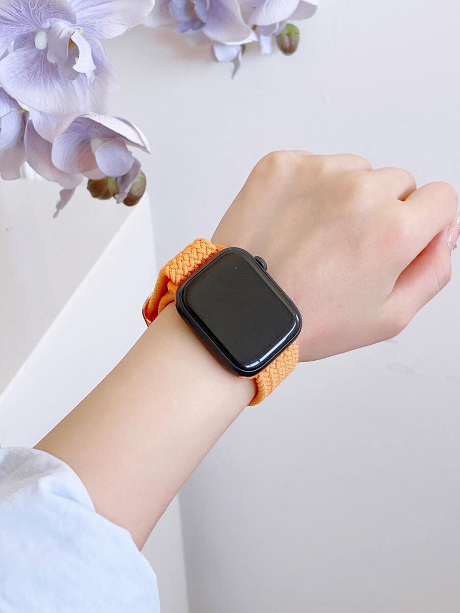 Correa de reloj compatible con Apple Watch con diseño trenzado - Naranja - Ver 1