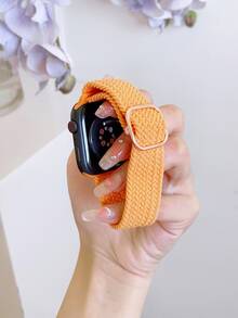 Correa de reloj compatible con Apple Watch con diseño trenzado - Naranja - Ver 2