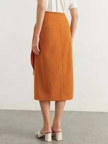 BizChic Wrap Knot Side Solid Skirt Workwear