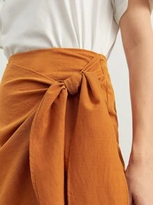 BizChic Wrap Knot Side Solid Skirt Workwear