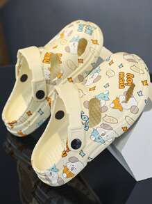 Preppy Vented Clogs For Women, Cartoon Dog & Letter Graphic Cut Out Two Way Wear EVA Clogs - Multicolor - View 3