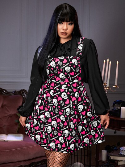 Plus Robe Salopette Imprimé Tête De Mort (Sans Blouse)