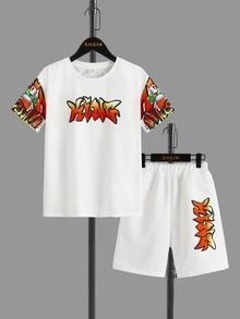 SHEIN Bộ hai mảnh Trai Hoạt hình Giải trí - Nhiều màu - Xem 2