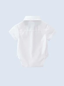 男嬰前蝴蝶結襯衫連體衣