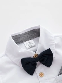 男嬰前蝴蝶結襯衫連體衣