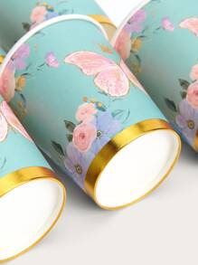 10入組一次性紙杯現代蝴蝶圖案一次性派對杯 - 彩色 - 查看 2