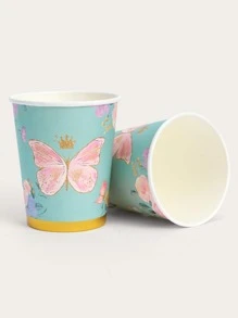 10入組一次性紙杯現代蝴蝶圖案一次性派對杯 - 彩色 - 查看 3