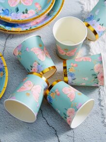 10入組一次性紙杯現代蝴蝶圖案一次性派對杯 - 彩色 - 查看 5