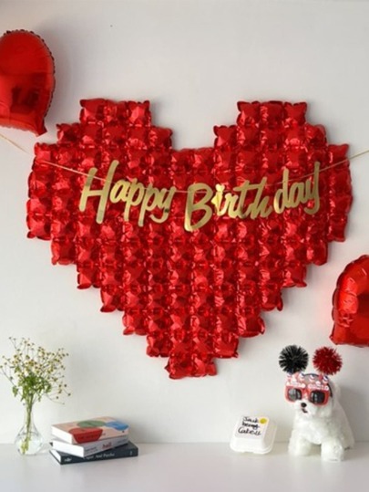 MECRLA 2pcs/Set Plastic Balloon With Pull Flag, Romantic Heat Design Party Celebration Decoration Balloon For Birthday