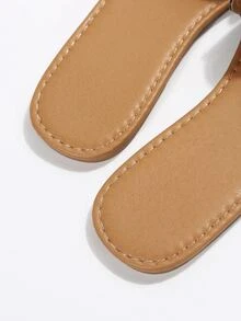 時尚涼拖適用於女士雙色蛇皮壓花剪裁設計涼鞋 - 白色 - 查看 5