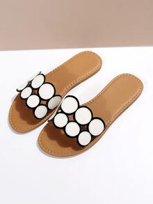 時尚涼拖適用於女士雙色蛇皮壓花剪裁設計涼鞋 - 白色 - 查看 7