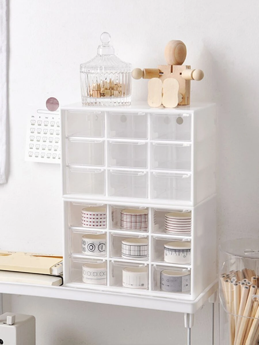 Hộp lưu trữ văn phòng phẩm máy tính để bàn 1pc - trắng - Xem 1