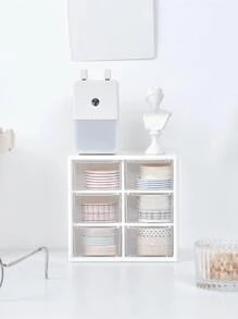 Hộp lưu trữ văn phòng phẩm máy tính để bàn 1pc - trắng - Xem 2