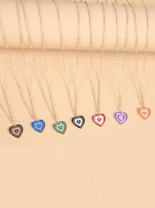 7 件/10 件彩色心形吊坠项链情人节、妈妈、母亲、母亲节、礼物 - 彩色 - 查看 6