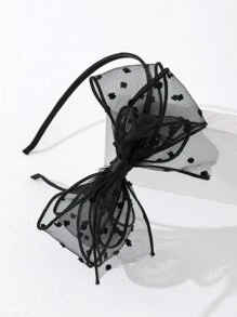 Toddler Girls Bow Decor Headband - Black - View 1