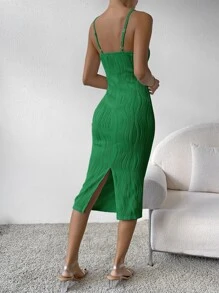 Chiquease Đầm Maxi Ôm Body Cami Trơn Trang Phục Nữ - màu xanh lá - Xem 2