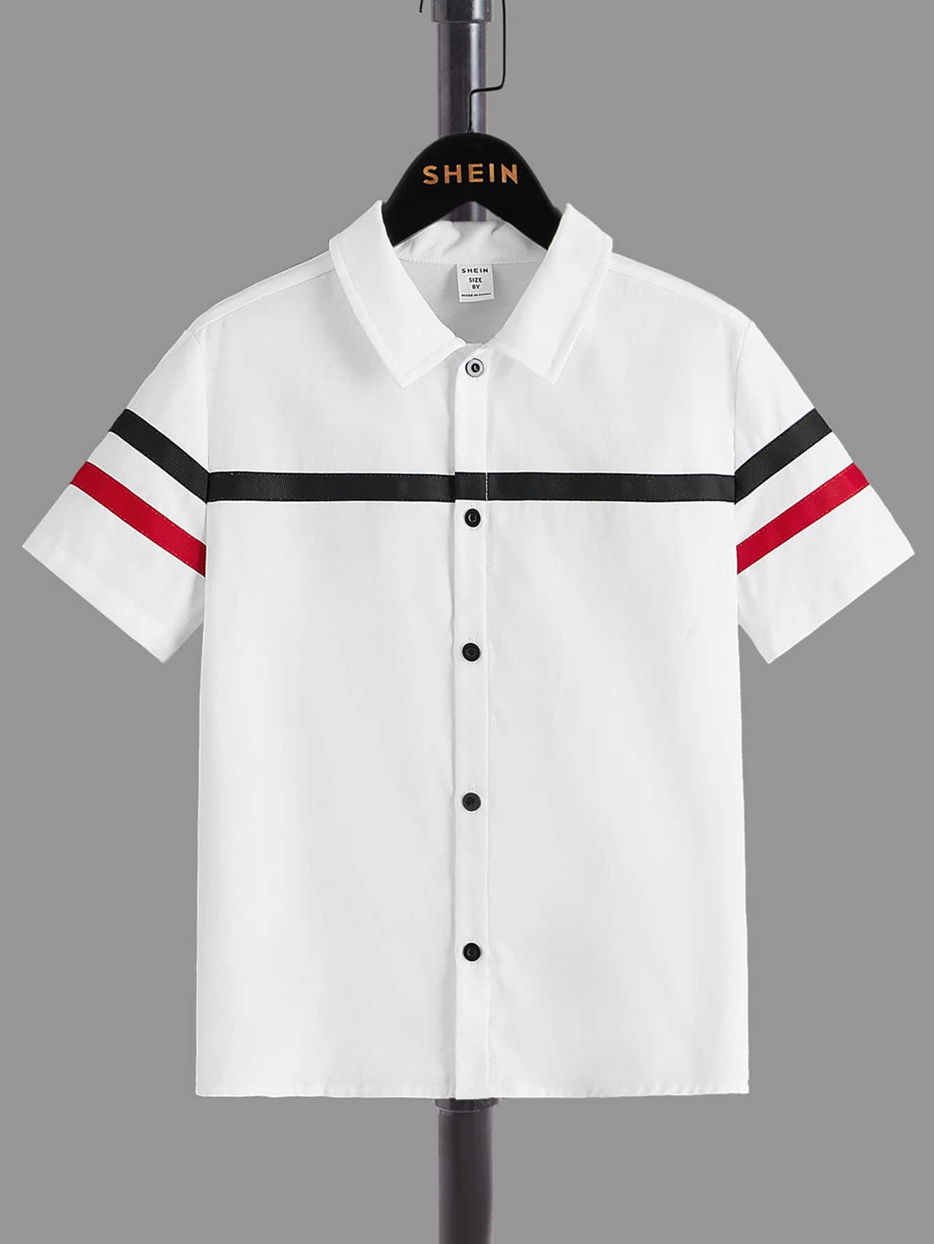 SHEIN Chicos Camisa con estampado de rayas - Blanco - Ver 1