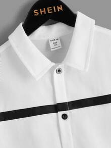 SHEIN Chicos Camisa con estampado de rayas - Blanco - Ver 3